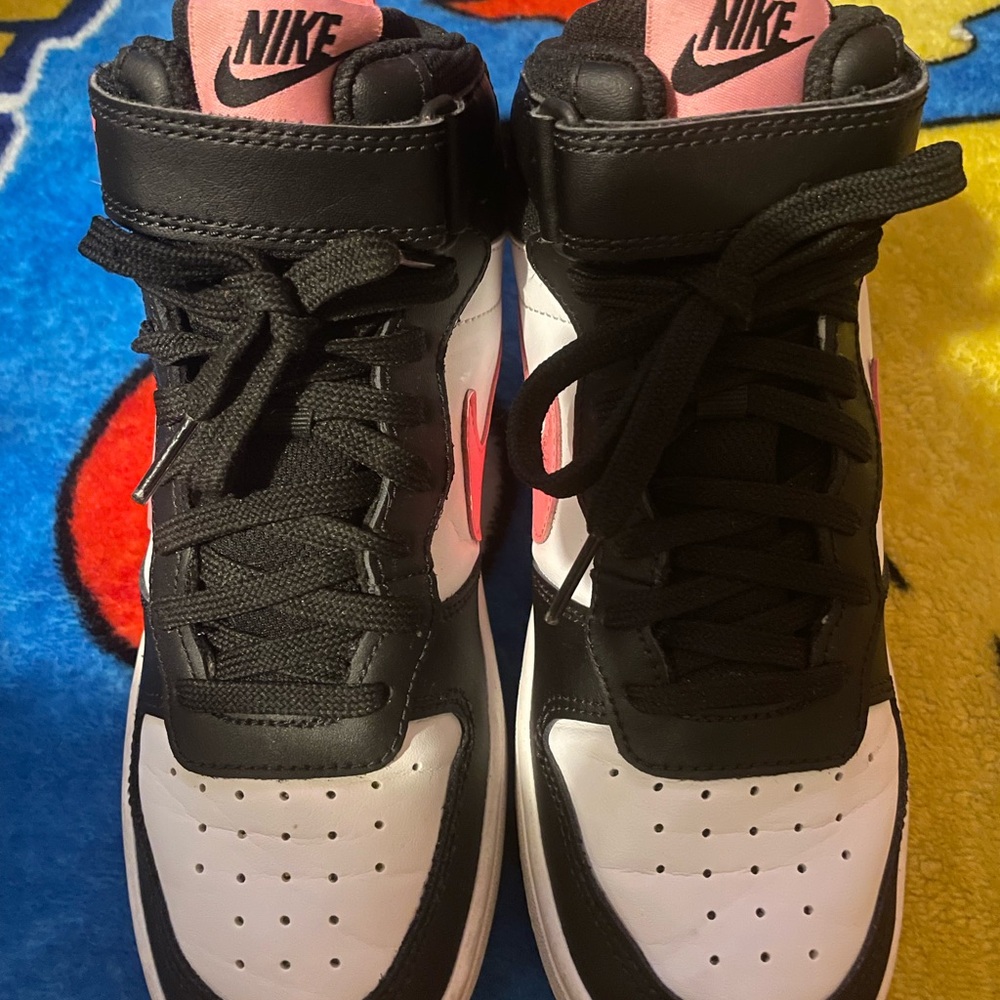 Nike Kids Black and Pink High-Top Sneakers